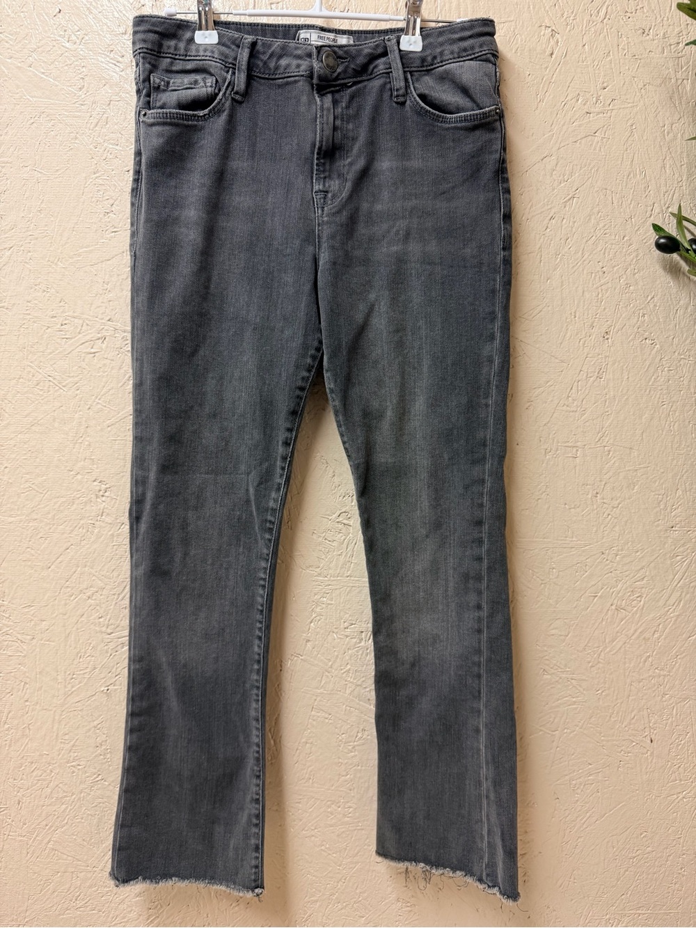 Free People Gray Denim Jeans with Branded Button